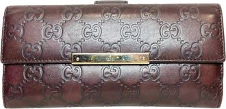 Gucci Guccissima Brown Leather Long Wallet (Bi-Fold) (Pre-Owned)