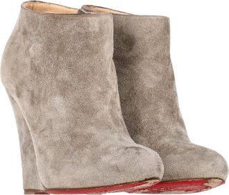 Christian Louboutin Womens Suede Belle Zeppa 100 Wedge Bootie (Authentic Pre- Loved)