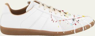 Maison Margiela Mens Replica Paint-Splatter Sneakers