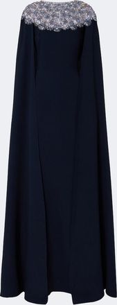 Oscar De La Renta Embellished caped silk-blend gown