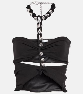 Area Chain-link embellished halter top