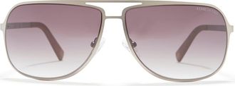 Kenneth Cole 64mm Aviator Sunglasses in Matte Nickeltin /Green at Nordstrom Rack