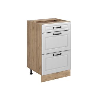 Vicco Mueble Bajo De Cocina R-line, Blanco Casa De Campo/roble Dorado, 50 Cm Sin Encimera, Vicco
