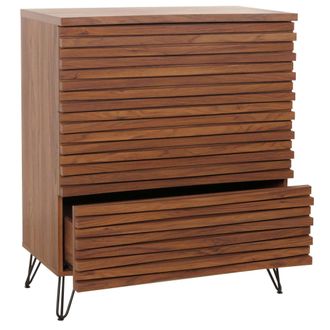 Hhg Hhg - Nunca Usado] C&oacute;moda 449, Mueble Aparador Highboard, Dise&ntilde;o 3d 3 Cajones Mdf Metal 94x80x45cm, Aspecto Nogal