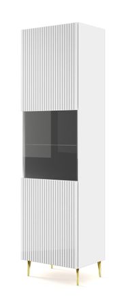 AKL FURNITURE Vitrina efecto madera Blanco y Crema LED