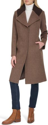 Cole Haan Slick Shawl Lapel Mixed Media Wool Blend Coat in Portobello at Nordstrom, Size 4