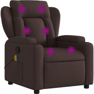 vidaXL Vidaxl - Sill&oacute;n De Masaje Reclinable De Tela Marr&oacute;n Oscuro