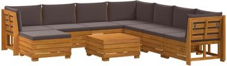 vidaXL 9 Uds. Conjunto De Sof&aacute;s De Exterior Madera De Acacia S&oacute;lida Vidaxl