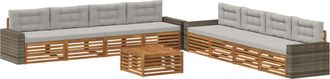 vidaXL Conjunto De Sof&aacute;s De Exterior 9 Uds. Natural Y Gris Claro Vidaxl