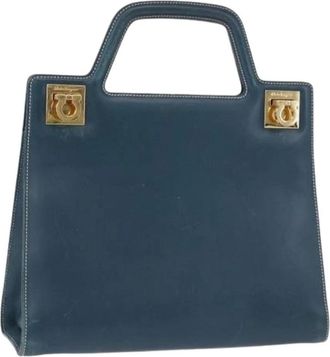 Ferragamo Pre-owned Hand Bag - Dames - Vintage Handtas - Blauw - ONE Size - Leer - Vintage