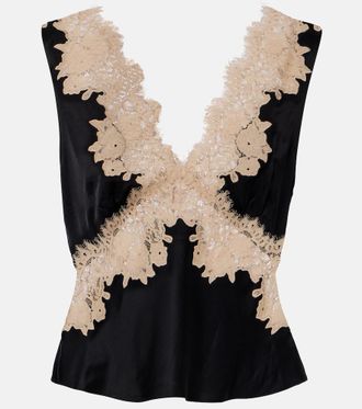 Rixo Emmie lace-trimmed satin top