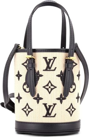 Louis Vuitton By The Pool Monogram Raffia Nano bucket bag - Zwart