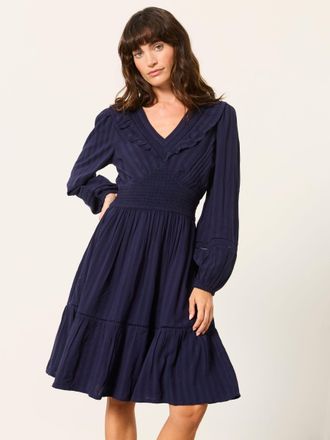 Fat Face FatFace Pippa Navy Jacquard Dress