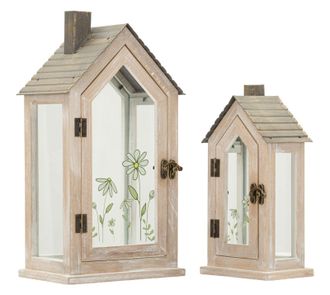 Mauro Ferretti Farolillos Home Flor Pareja Cm 18x13x36-12,5x8,5x25 (vidrio Templado)