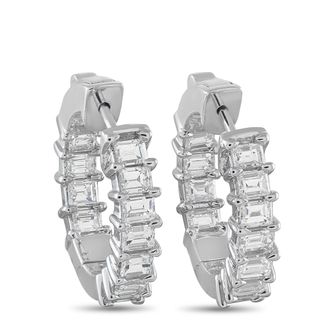 Luxury Bazaar 18K White Gold 2.10ct Diamond Hoop Earrings AER-18113-5