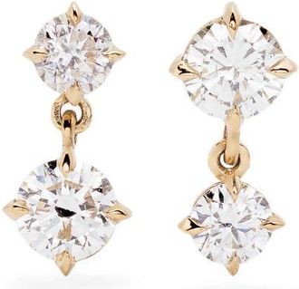 Lizzie Mandler 18kt yellow gold Large Alternating diamond drop earrings - women - Diamond/18kt Gold - One Size
