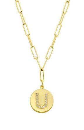 Adornia 14K Gold Plated Pavé Initial Pendant Necklace in Gold-U at Nordstrom Rack