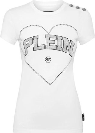 Philipp Plein T-Shirt Slim Fit Heart - Dames - T-shirts - Wit - L - Katoen - Tops