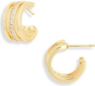 Nordstrom Rack Demi Fine Cubic Zirconia Caged Huggie Hoop Earrings in Clear- Gold at Nordstrom Rack