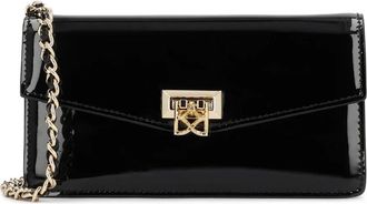Kazar Patent Chain Handbag with Monogrammed Clasp - Dames - Clutches - Zwart - ONE Size - Leer - Tassen