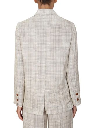 Alysi Double-Breasted Viscose Blazer - Beige