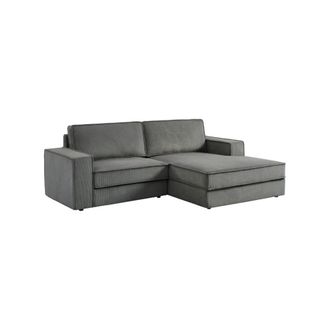 Sweeek Sof&aacute; esquinero derecho de pana, 3 plazas, gris