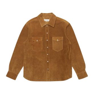 Edwin Western Suede Shirt LS - Heren - Casual Overhemden - Bruin - XL - Leer - Overhemden