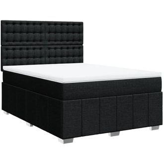 vidaXL Vidaxl - Cama Box Spring Con Colch&oacute;n Tela Negro 140x190 Cm