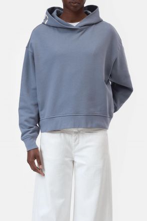 Closed Logo Cotton Hoodie In Strato Grey