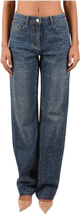 Elisabetta Franchi Jeans Palazzo con strass - - Jeans - Donna - Blu - W27