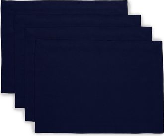 Solino Home Linen Placemats Set of 4, 14 x 19 Inch for Dining Table, Holiday and Everyday Table Decor - Fete in Navy at Nordstrom, Size Medium