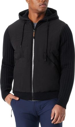 G.H. Bass & Co. Bass Outdoor Mixed Media Hoodie Mens Black Long Sleeve Full Zip UPS1277
