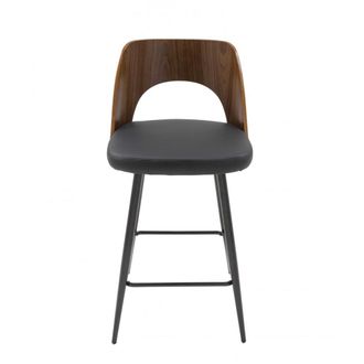 Signature Silla de barra en vinilo negro L45 cm - AUSTIN