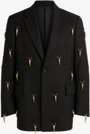 Roberto Cavalli Tiger Tooth Embellished Tailored Blazer, Brand Size 48 ( US Size 38 )