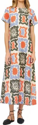 Oliphant Short Sleeve Shift Maxi Dress In Helios Blue