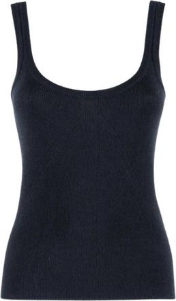 Nenette Fitted Thin Knit Top - Dames - Tops zonder mouwen - Zwart - S - Wol - Tops