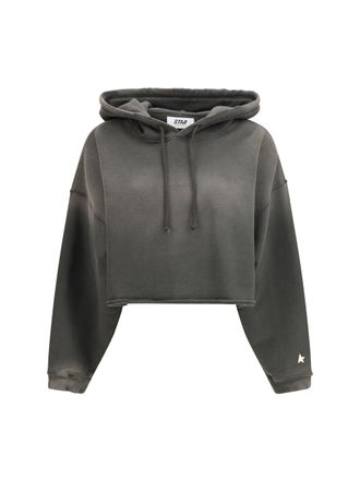 Golden Goose Cropped Cotton Hoodie - Gray
