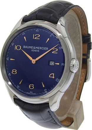 Baume & Mercier Clifton Stainless Steel And Leather Watch (Pre-Owned)