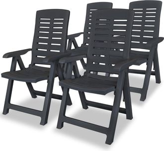 vidaXL Vidaxl - Sillas De Jard&iacute;n Reclinables 4 Unidades Pl&aacute;stico Gris Antracita