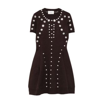 Coperni Short Dresses, female, Brown, Size: S Short Dress With Metallic Decorations