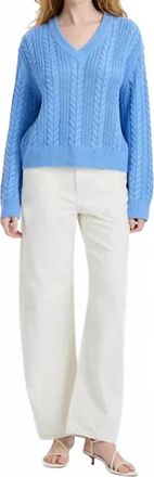 French Connection Ryland Knit Stripe Pullover Sweater In Blue Hydrangea