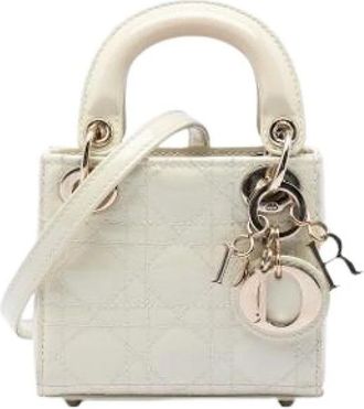 Dior Pre-owned Lady Dior Mini Bag - Dames - Vintage Mini Tas - Wit - ONE Size - Leer - Vintage