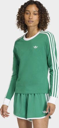 adidas Langarmshirt ADIDAS ORIGINALS 3S LONGLSEEVE, Damen, Gr. XL, bold gr&uuml;n, wei&szlig;, Obermaterial: 93% Baumwolle, 7% Elasthan, Rundhals, Shirts Langarmshirt