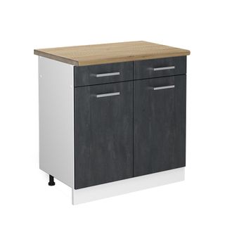 Vicco Mueble Bajo De Cocina R-line, Hormig&oacute;n Negro, 80 Cm Et Roble