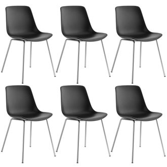 TecTake Dining Chair Mave Set Of 6 - Black/Chrome in Black | Size: 6 Pack