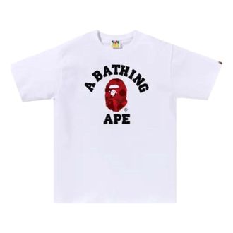 A Bathing Ape Color Camo College T-Shirt White Red 1M30110019-WHITE-RED