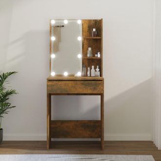 vidaXL Tocador Con Led Color Roble Ahumado 60x40x140 Cm Vidaxl