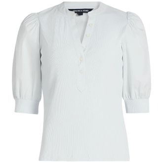 Veronica Beard Womens Coralee Puff Sleeve Top, River Mist
