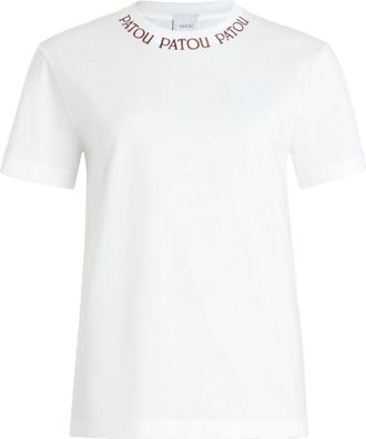 Patou White Embroidered Collar T-Shirt