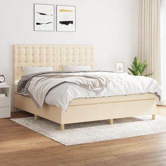 vidaXL Vidaxl - Cama Box Spring Con Colch&oacute;n Tela Color Crema 180x200 Cm